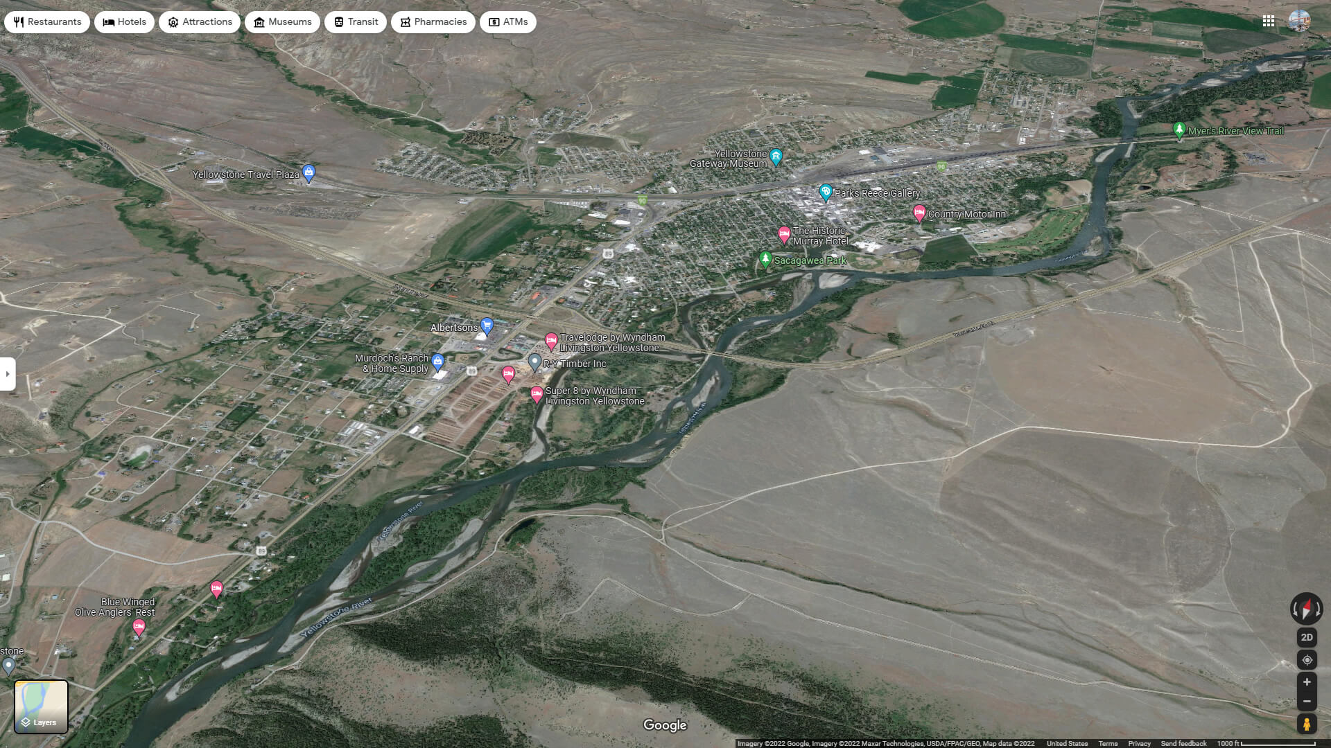 Livingston Aerial Map Montana